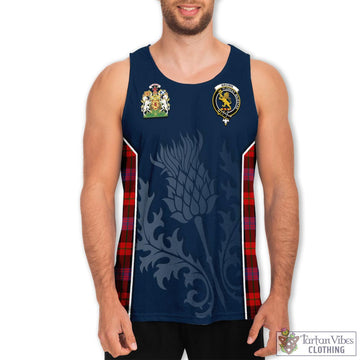 Brown (Broun) Tartan Men's Tanks Top with Family Crest and Scottish Thistle Vibes Sport Style