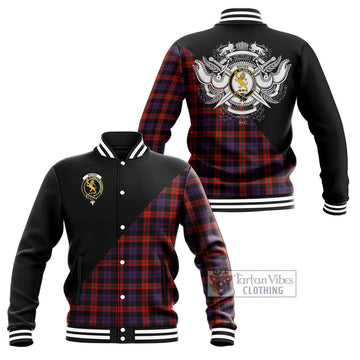 Brown (Broun) Tartan Baseball Jacket with Family Crest and Military Logo Style Unisex - Tartan Vibes Clothing