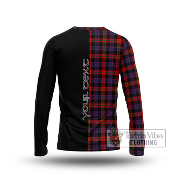Brown (Broun) Tartan Long Sleeve T-Shirt with Family Crest and Half Of Me Style - Tartan Vibes Clothing