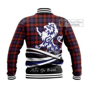 Brown (Broun) Tartan Baseball Jacket with Alba Gu Brath Regal Lion Emblem - Tartan Vibes Clothing