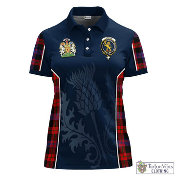 Brown (Broun) Tartan Women's Polo Shirt with Family Crest and Scottish Thistle Vibes Sport Style