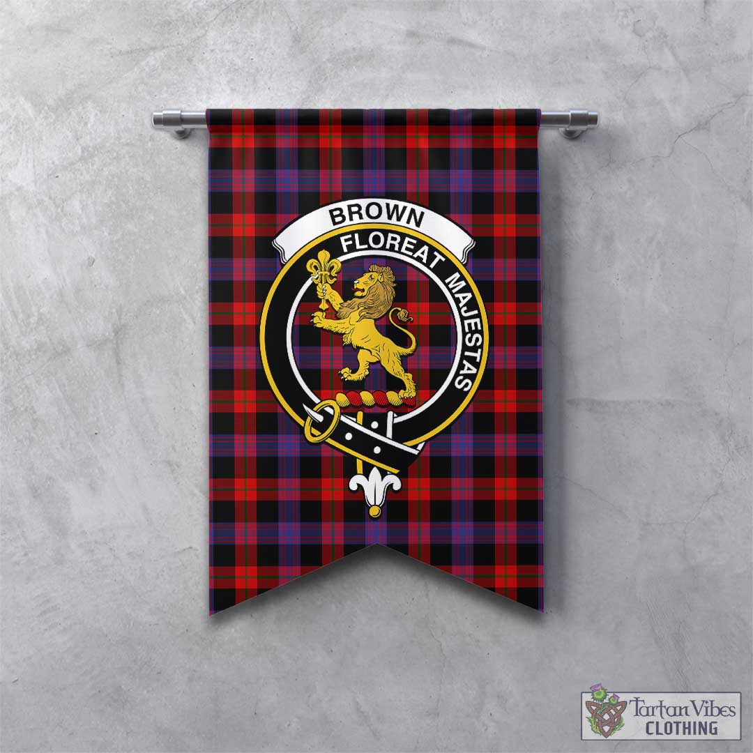 Brown (Broun) Tartan Gonfalon, Tartan Banner with Family Crest - Tartan Vibes Clothing
