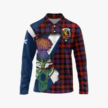 Brown (Broun) Tartan Family Crest Long Sleeve Polo Shirt Scottish Thistle Celtic Inspired Unisex - Tartan Vibes Clothing