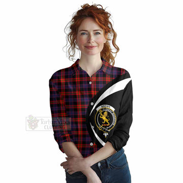 Brown (Broun) Tartan Women's Casual Shirt with Family Crest Circle Style Female - Tartan Vibes Clothing