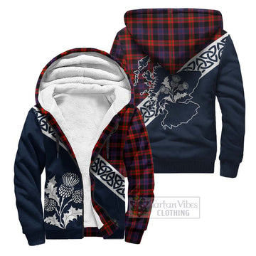 Brown (Broun) Tartan Sherpa Hoodie Featuring Thistle and Scotland Map Unisex - Tartan Vibes Clothing