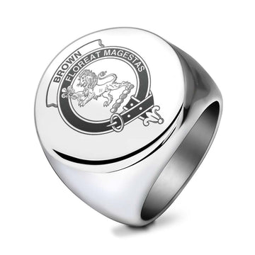 Brown (Broun) Clan Crest Engraved Ring