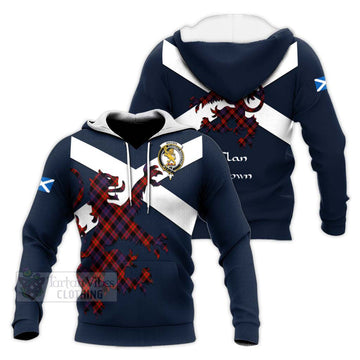 Brown (Broun) Tartan Lion Rampant Knitted Hoodie Proudly Display Your Heritage with Alba Gu Brath and Clan Name Unisex Knitted Pullover Hoodie - Tartan Vibes Clothing