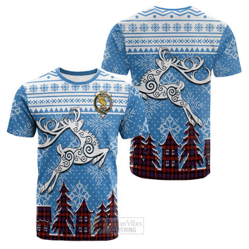 Brown (Broun) Clan Christmas Cotton T-shirt Celtic Reindeer Style