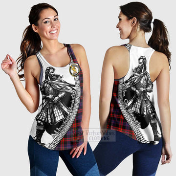 Brown (Broun) Tartan Clan Crest Women's Racerback Tanks with Highlander Warrior Celtic Style 4XL - Tartan Vibes Clothing