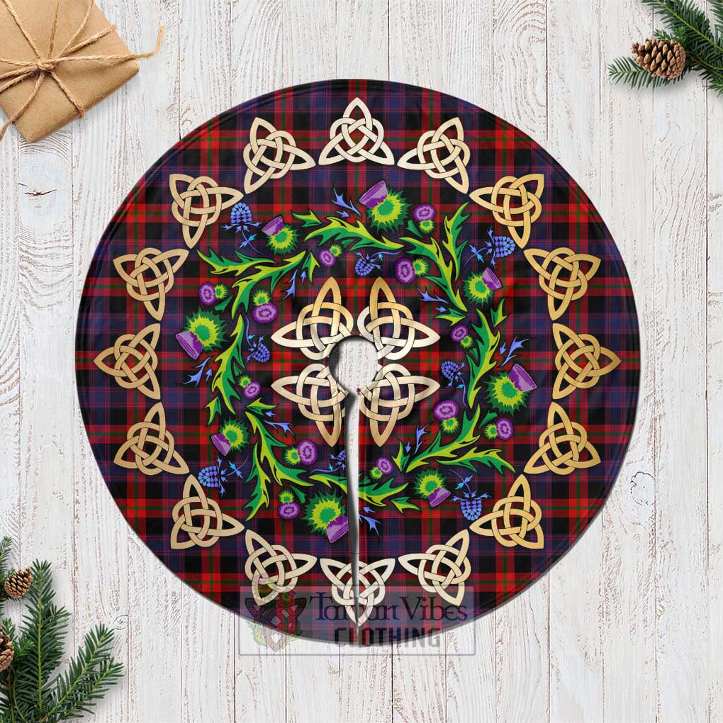 Brown (Broun) Tartan Christmas Tree Skirt with Thistle Celtic Knot Style Casual Tree Skirts - Tartan Vibes Clothing