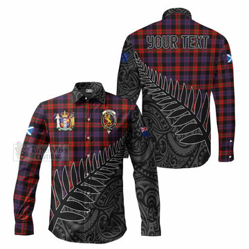 Brown (Broun) Crest Tartan Long Sleeve Button Shirt with New Zealand Silver Fern Half Style Men's Shirt S - Tartan Vibes Clothing
