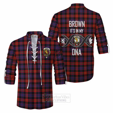 Brown (Broun) Tartan Ghillie Kilt Shirt with Family Crest DNA In Me Style Men - Tartan Vibes Clothing