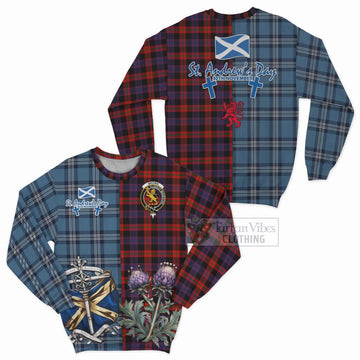 Brown (Broun) Tartan Sweatshirt Happy St. Andrew's Day Half Tartan Style Unisex - Tartan Vibes Clothing