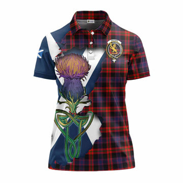 Brown (Broun) Tartan Family Crest Women's Polo Shirt Scottish Thistle Celtic Inspired Women - Tartan Vibes Clothing