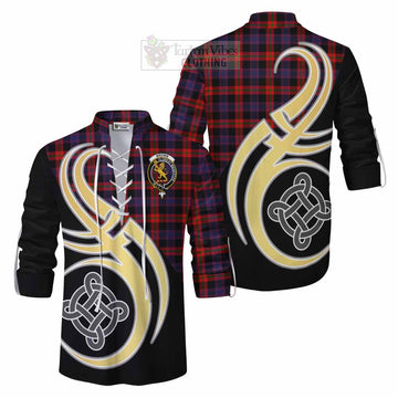 Brown (Broun) Tartan Ghillie Kilt Shirt with Family Crest and Celtic Symbol Style Men - Tartan Vibes Clothing