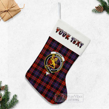 Brown (Broun) Tartan Family Crest Christmas Stocking with Personalized Text