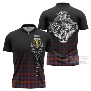 Brown (Broun) Tartan Zipper Polo Shirt Featuring Alba Gu Brath Family Crest Celtic Inspired Unisex - Tartan Vibes Clothing