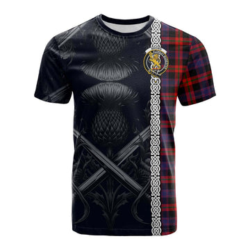 Brown (Broun) Tartan Cotton T-shirt with Family Crest Cross Sword Thistle Celtic Vibes Kid's Shirt - Tartan Vibes Clothing