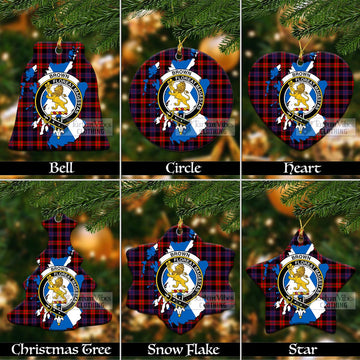 Brown (Broun) Tartan Christmas Ornament with Family Crest and Scotland Map