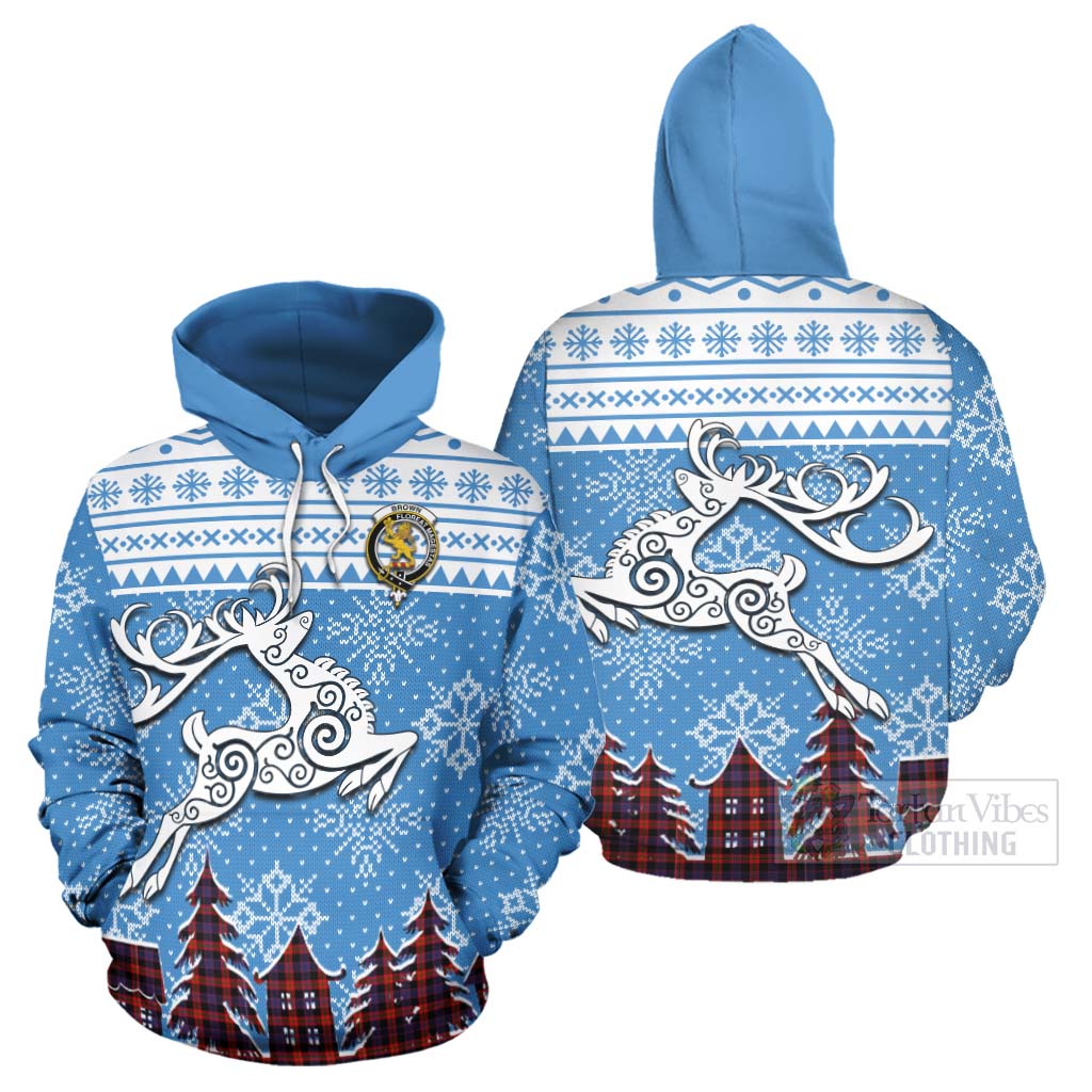 Brown (Broun) Clan Christmas Hoodie Celtic Reindeer Style Zip Hoodie - Tartan Vibes Clothing