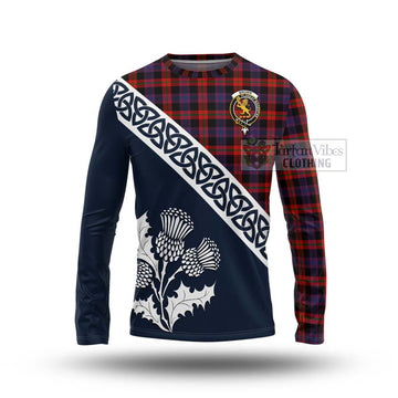 Brown (Broun) Tartan Long Sleeve T-Shirt Featuring Thistle and Scotland Map Unisex - Tartan Vibes Clothing