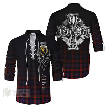 Brown (Broun) Tartan Ghillie Kilt Shirt Featuring Alba Gu Brath Family Crest Celtic Inspired Men - Tartan Vibes Clothing