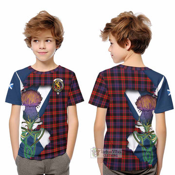 Brown (Broun) Tartan Family Crest Kid T-Shirt Scottish Thistle Celtic Inspired - Tartan Vibes Clothing