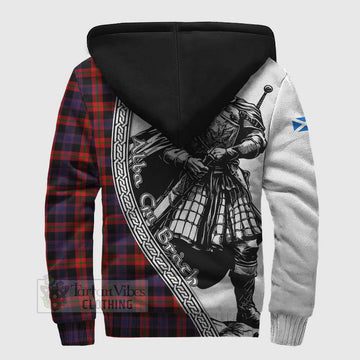 Brown (Broun) Tartan Clan Crest Sherpa Hoodie with Highlander Warrior Celtic Style - Tartan Vibes Clothing
