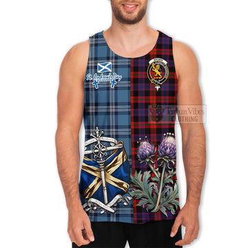Brown (Broun) Tartan Men's Tank Top Happy St. Andrew's Day Half Tartan Style - Tartan Vibes Clothing