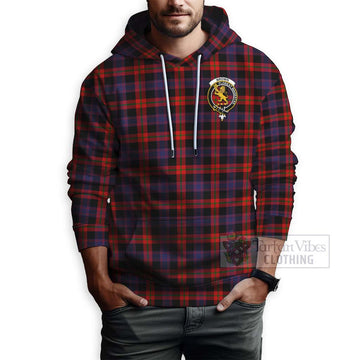Brown (Broun) Tartan Hoodie with Family Crest and Bearded Skull Holding Bottles of Whiskey - Tartan Vibes Clothing