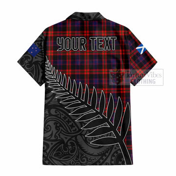 Brown (Broun) Crest Tartan Hawaiian Shirt with New Zealand Silver Fern Half Style - Tartan Vibes Clothing