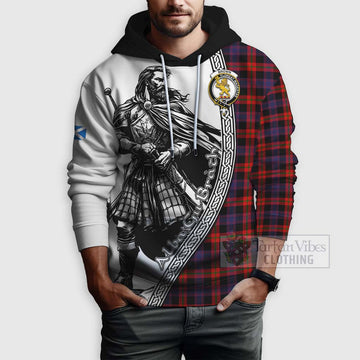 Brown (Broun) Tartan Clan Crest Hoodie with Highlander Warrior Celtic Style - Tartan Vibes Clothing