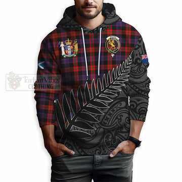 Brown (Broun) Crest Tartan Hoodie with New Zealand Silver Fern Half Style - Tartan Vibes Clothing