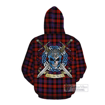 Brown (Broun) Tartan Cotton Hoodie with Family Crest Celtic Skull Style Pullover Hoodie - Tartan Vibes Clothing