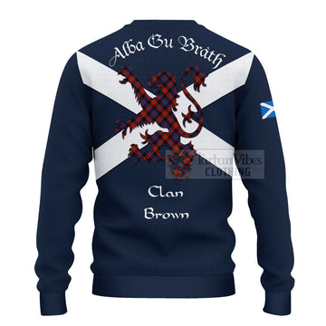 Brown (Broun) Tartan Lion Rampant Ugly Sweater Proudly Display Your Heritage with Alba Gu Brath and Clan Name - Tartan Vibes Clothing