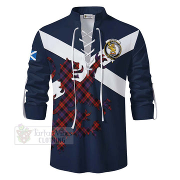 Brown (Broun) Tartan Lion Rampant Ghillie Kilt Shirt Proudly Display Your Heritage with Alba Gu Brath and Clan Name - Tartan Vibes Clothing