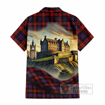 Brown (Broun) Tartan Family Crest Hawaiian Shirt with Scottish Ancient Castle Style - Tartan Vibes Clothing