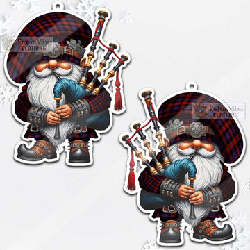 Brown (Broun) Tartan Bagpiper Gnome Christmas Ornament