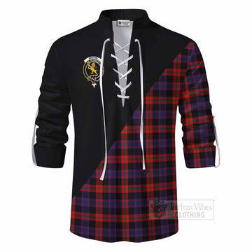 Brown (Broun) Tartan Ghillie Kilt Shirt with Family Crest and Military Logo Style - Tartan Vibes Clothing
