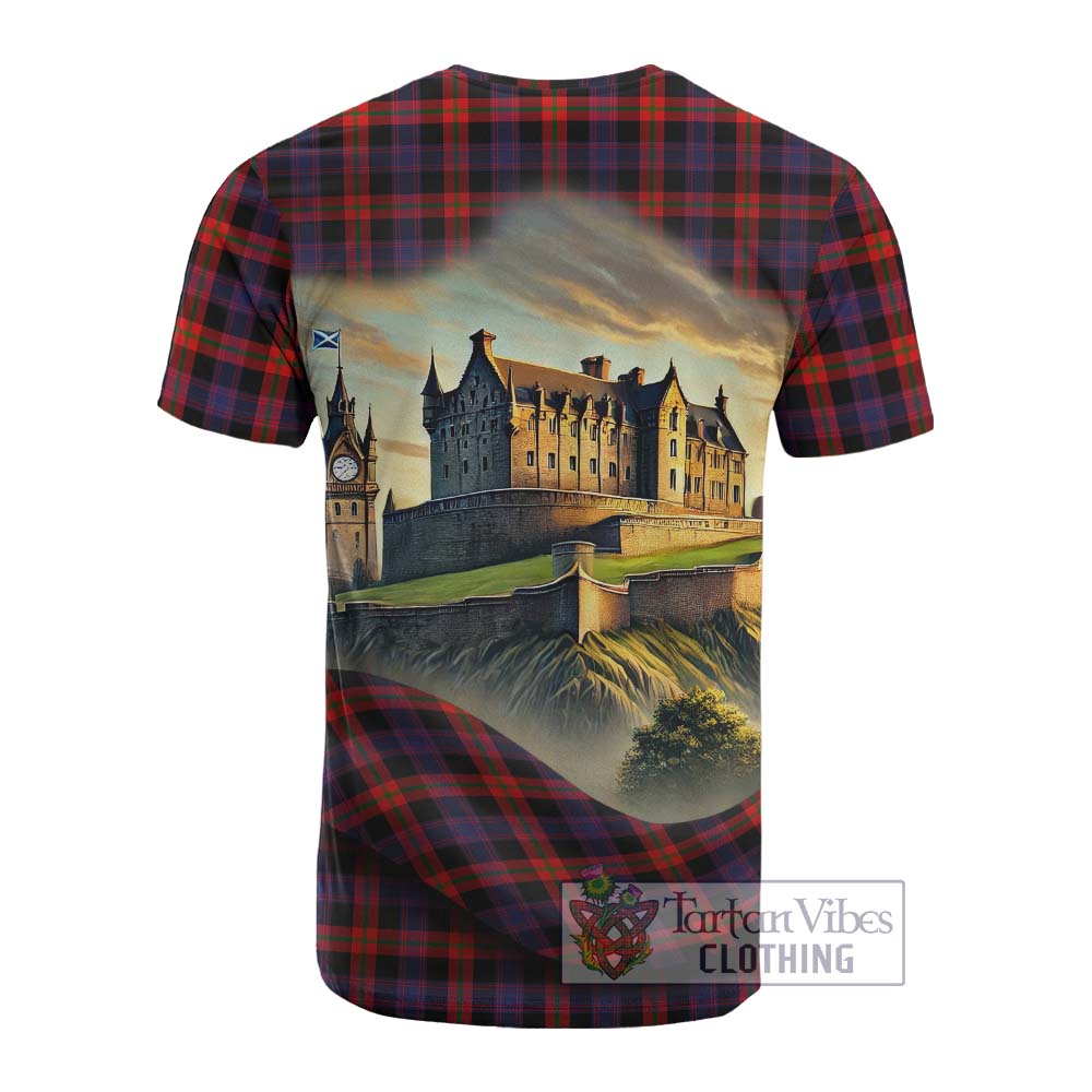 Brown (Broun) Tartan Family Crest Cotton T-shirt with Scottish Ancient Castle Style - Tartan Vibes Clothing