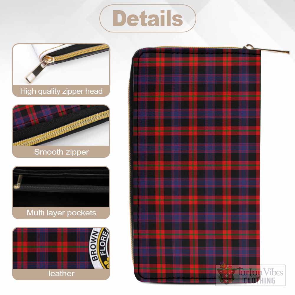 Brown (Broun) Tartan Women's Leather Wallet with Family Crest - Tartan Vibes Clothing