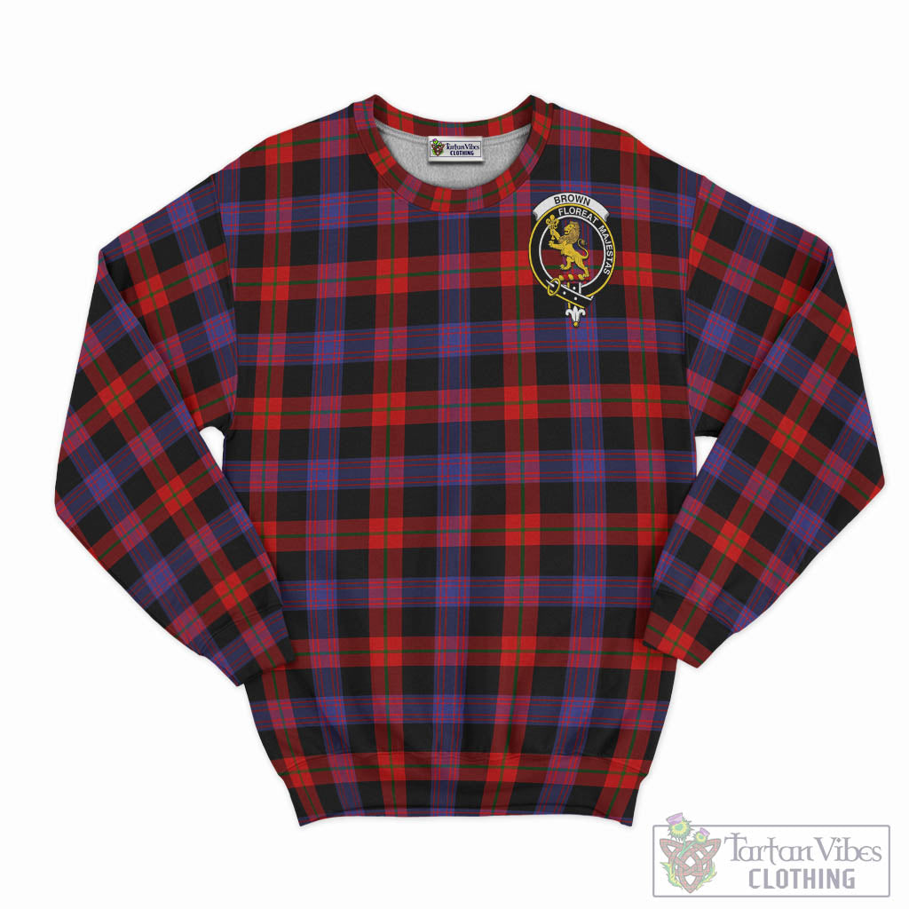 Brown (Broun) Tartan Sweatshirt with Family Crest - Tartan Vibes Clothing