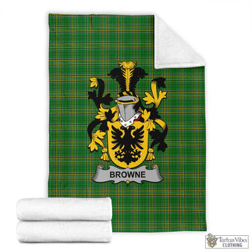Browne Irish Clan Tartan Blanket with Coat of Arms X-Large 59 x 79 inches 150 x 200 cm - Tartan Vibes Clothing