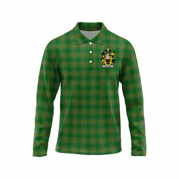 Browne Irish Clan Tartan Long Sleeve Polo Shirt with Coat of Arms