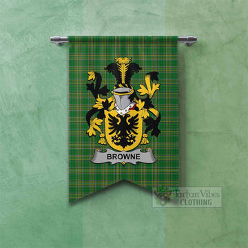 Browne Irish Clan Tartan Gonfalon, Tartan Banner with Coat of Arms Fishtail - Tartan Vibes Clothing