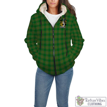 Brownlow Irish Clan Tartan Sherpa Hoodie with Coat of Arms - Tartan Vibes Clothing