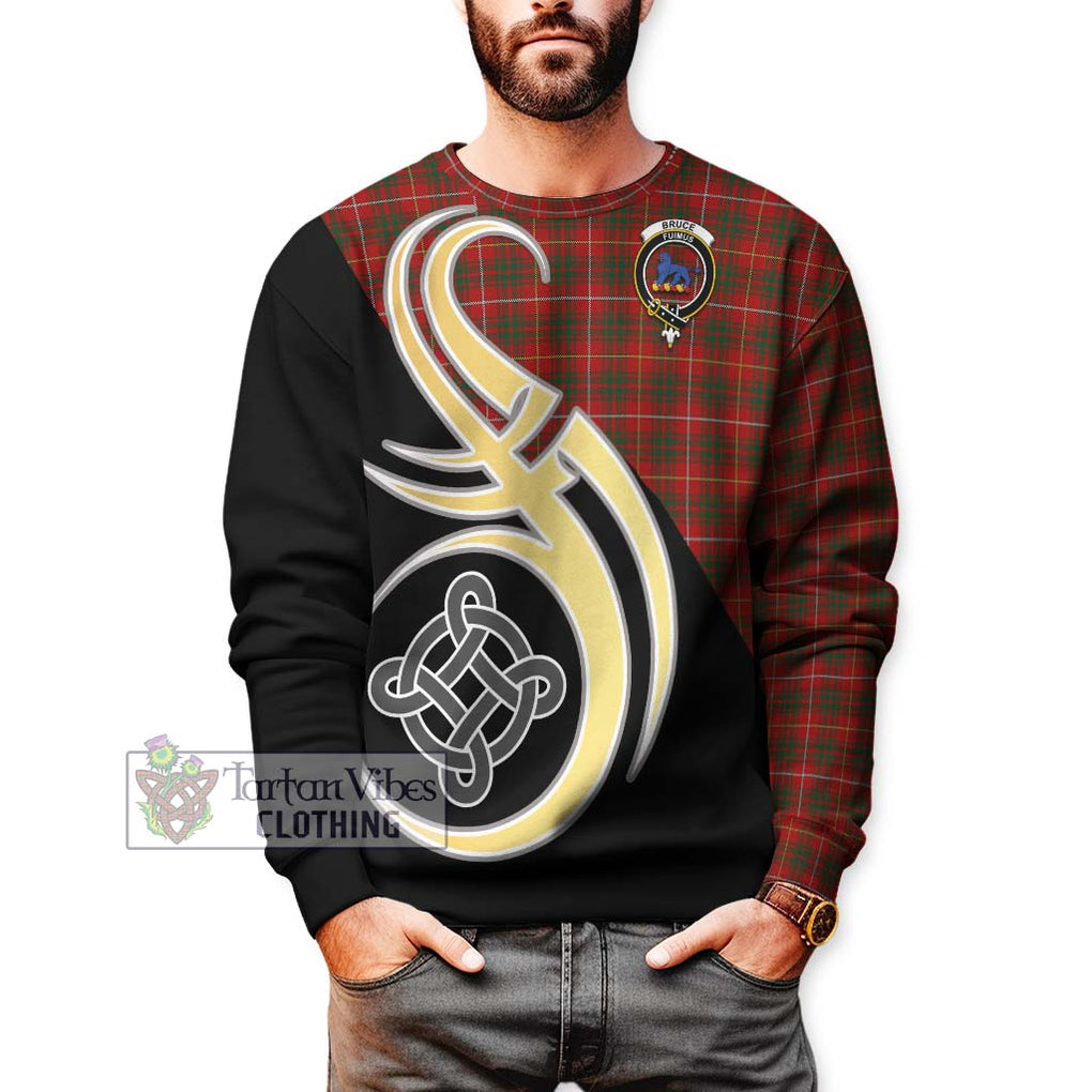 Bruce Tartan Sweatshirt with Family Crest and Celtic Symbol Style Unisex - Tartan Vibes Clothing