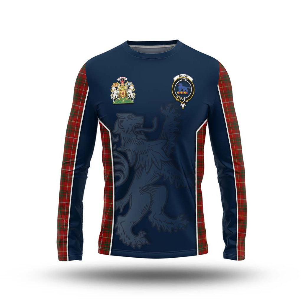 Bruce Tartan Long Sleeve T-Shirt with Family Crest and Lion Rampant Vibes Sport Style Unisex - Tartan Vibes Clothing