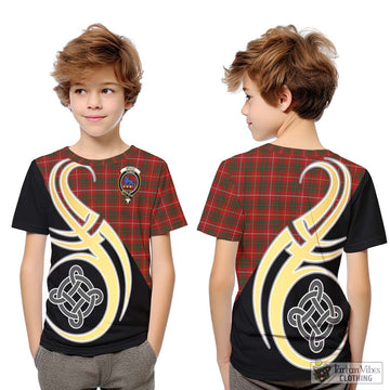 Bruce Tartan Kid T-Shirt with Family Crest and Celtic Symbol Style