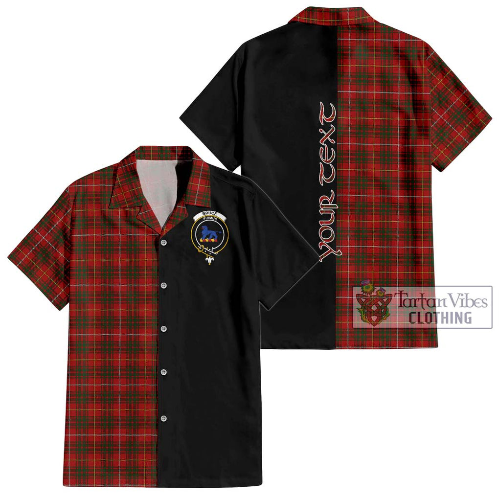 Bruce Tartan Short Sleeve Button Shirt with Family Crest and Half Of Me Style Kid - Tartanvibesclothing Shop